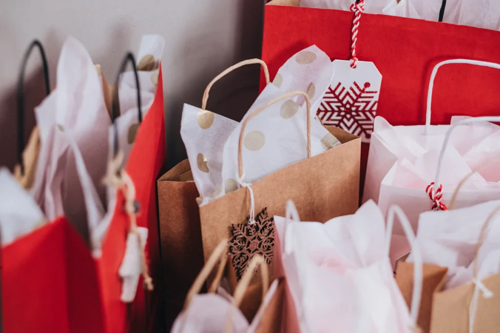 Bolsas de compras de la temporada de fin de año